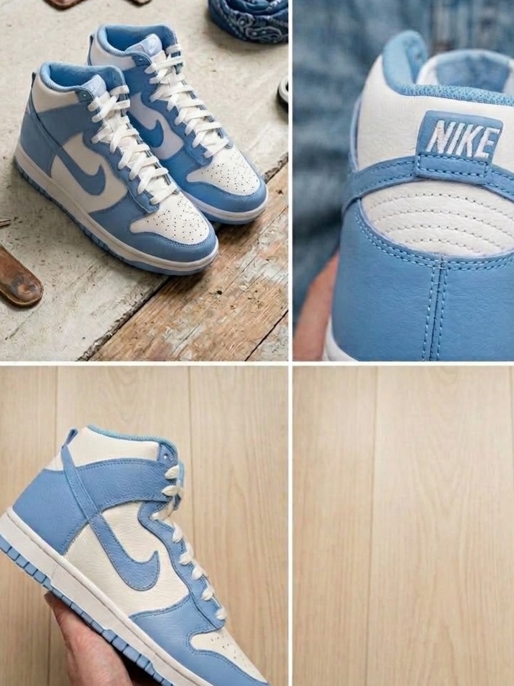 Nike Women’s High-Top Sneakers in White and Light Blue - NWOT